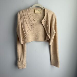 Sparrow Buttoned Tan Sweater Shrug